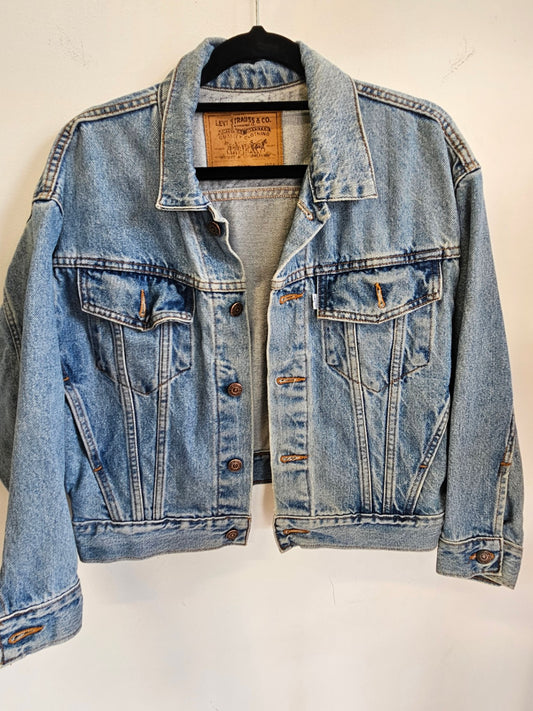 LEVIS DENIM CROP JACKET LIGHT BLUE SIZE M