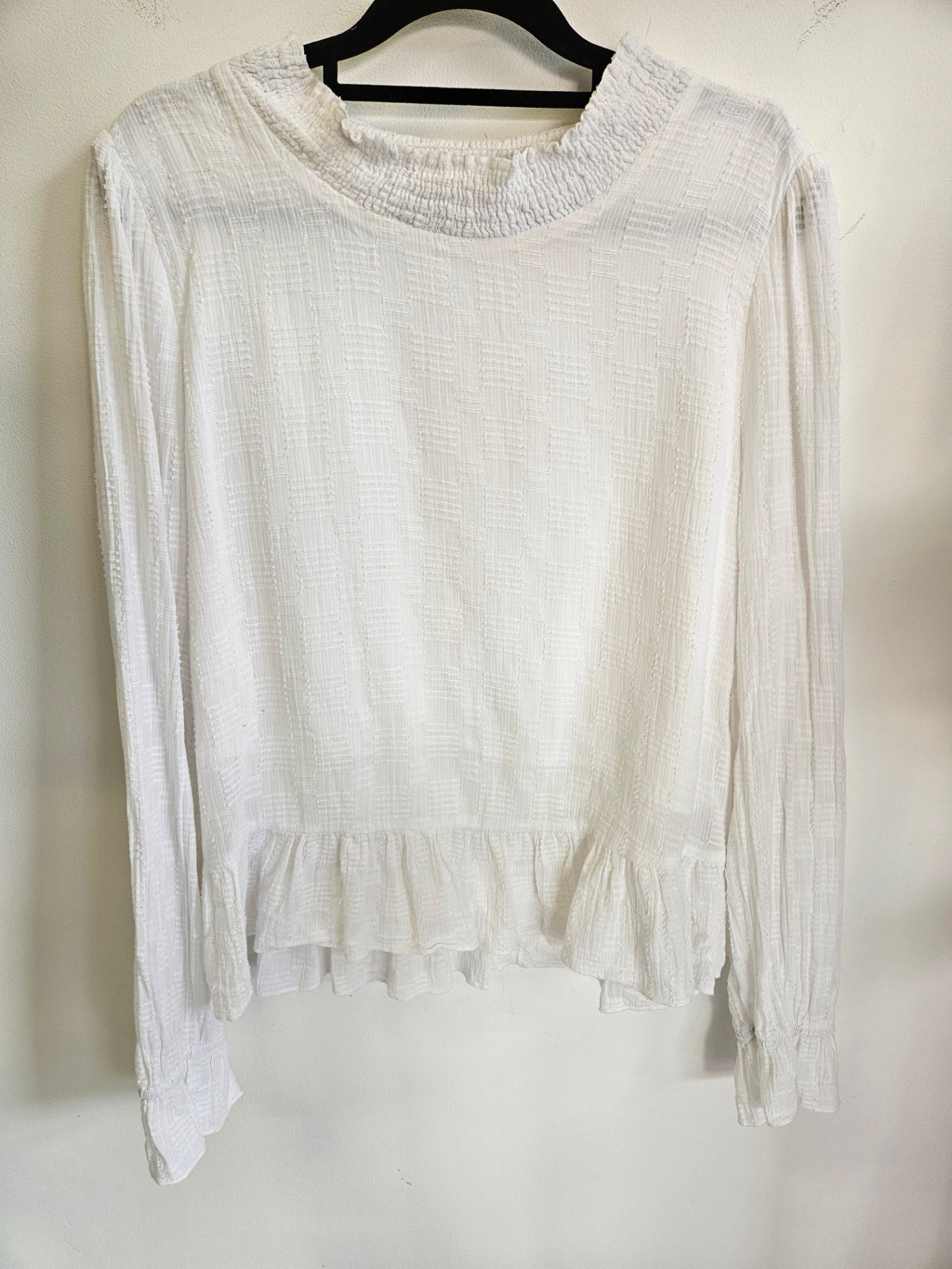 LEO + BE COTTON LONG SLEEVE TOP WHITE SIZE 12