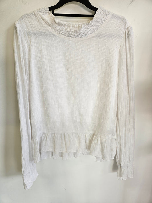LEO + BE COTTON LONG SLEEVE TOP WHITE SIZE 12