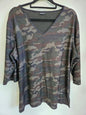 PLATFORM RAYON BLEND MID SLEEVE TOP GLITTER CAMO SIZE 16