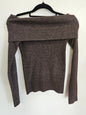 GLASSONS KNITTED KNITTED OFF SHOULDER TOP BROWN SIZE S