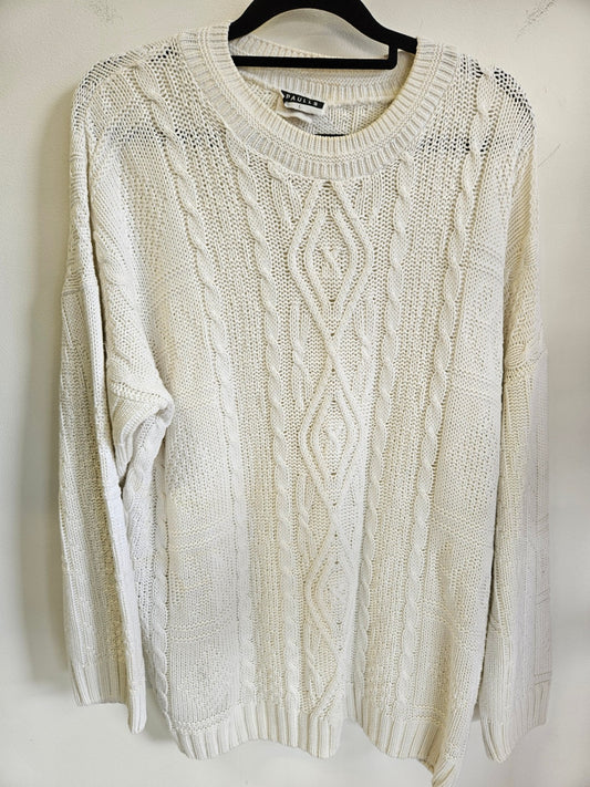VINTAGE PAULLS COTTON KNITtED SWEATER WHITE SIZE L