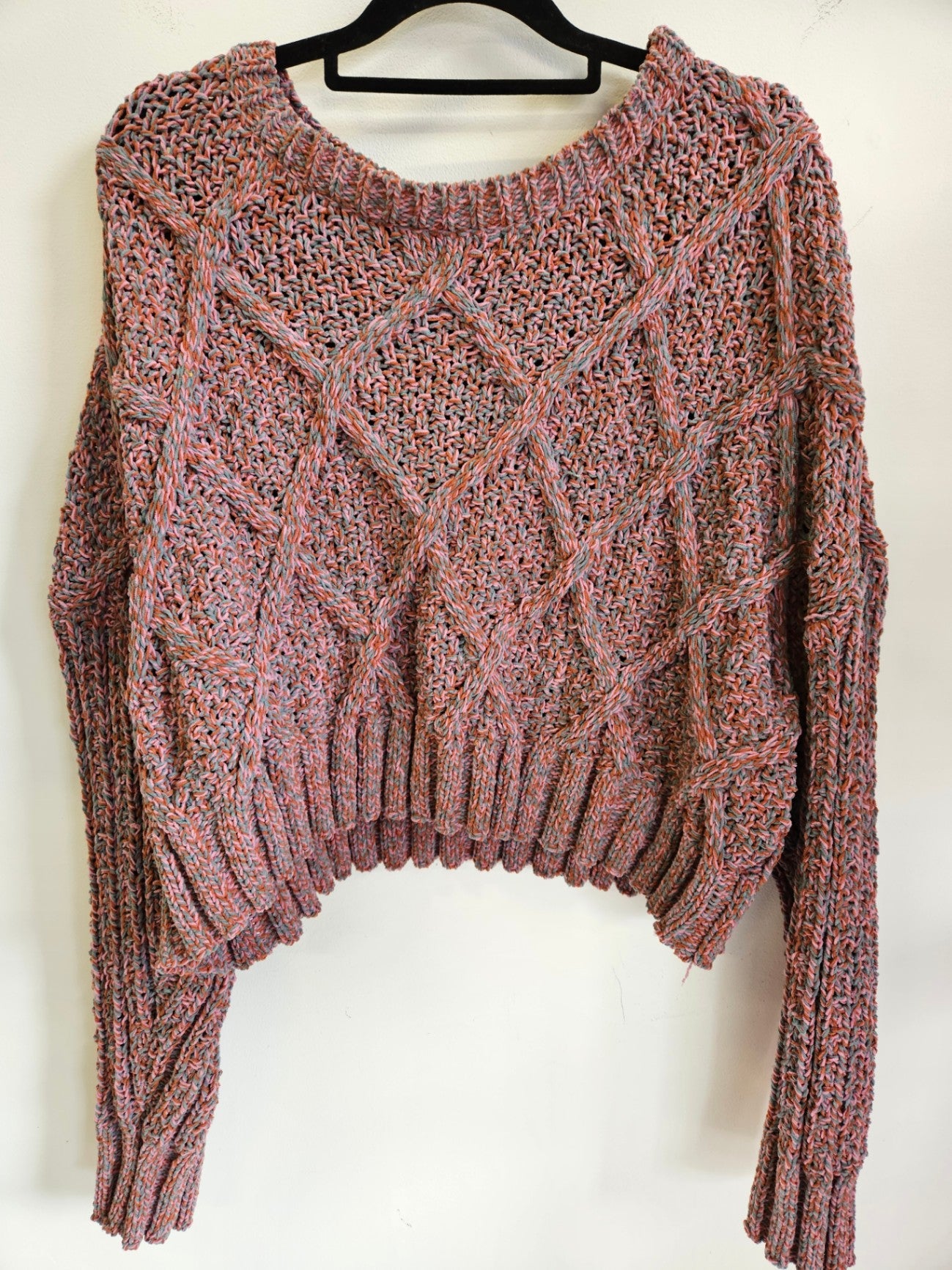 ARIZONA JEANS CO CROP KNITTED SWEATER PINK MULTI SIZE XL