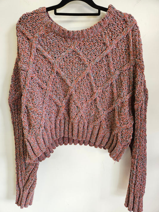 ARIZONA JEANS CO CROP KNITTED SWEATER PINK MULTI SIZE XL