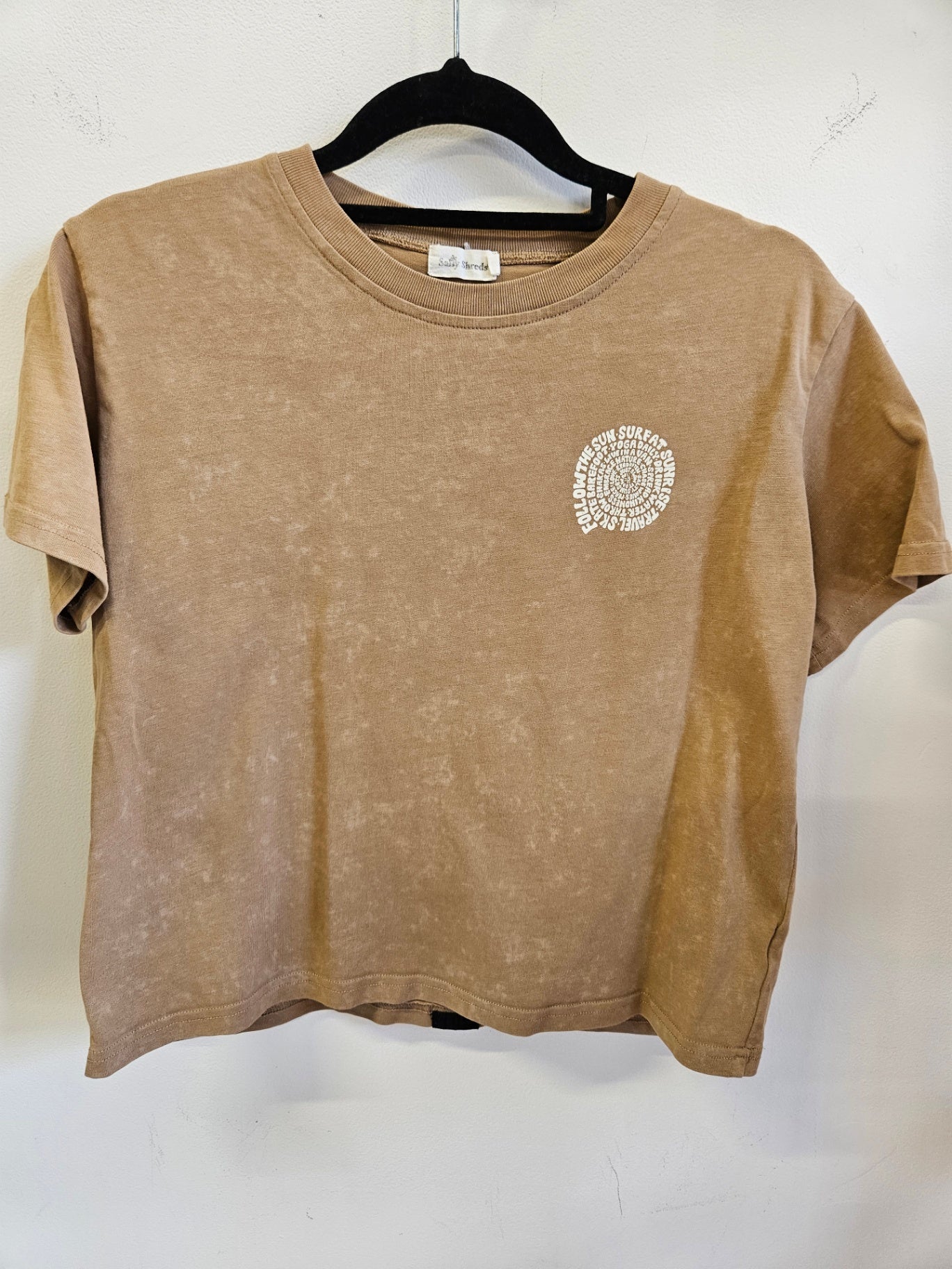 SALTY SHREDS COTTON T SHIRT CARAMEL ACID WASH SIZE 8-10Y