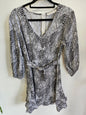 ATMOS&HERE VISCOSE LONG SLEEVE MINI DRESS BLACK AND WHITE SNAKE SIZE