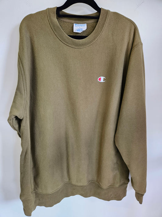 CHAMPION REVERSE WEAVE COTTON SWEATER KHAKI SIZE L
