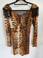LONG SLEEVE MINI DRESS TIGER TASSLE SIZE S