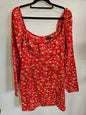 PRETTY LITTLE THING LONG SLEEVE MINI DRESS RED FLORAL SIZE 10