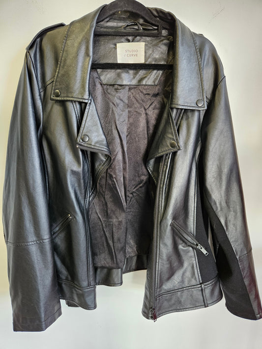 STUDIO / CURVE FAUX LEATHER JACKET BLACK SIZE 18
