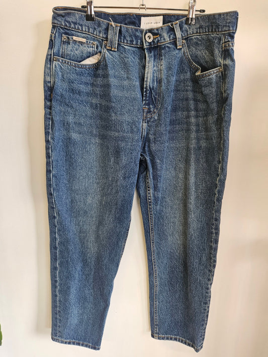 I LOVE UGLY DENIM JEANS MID BLUE SIZE XL