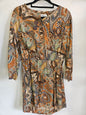 HOLDING HORSES RAYON DRESS BROWN PATTERNED SIZE 8