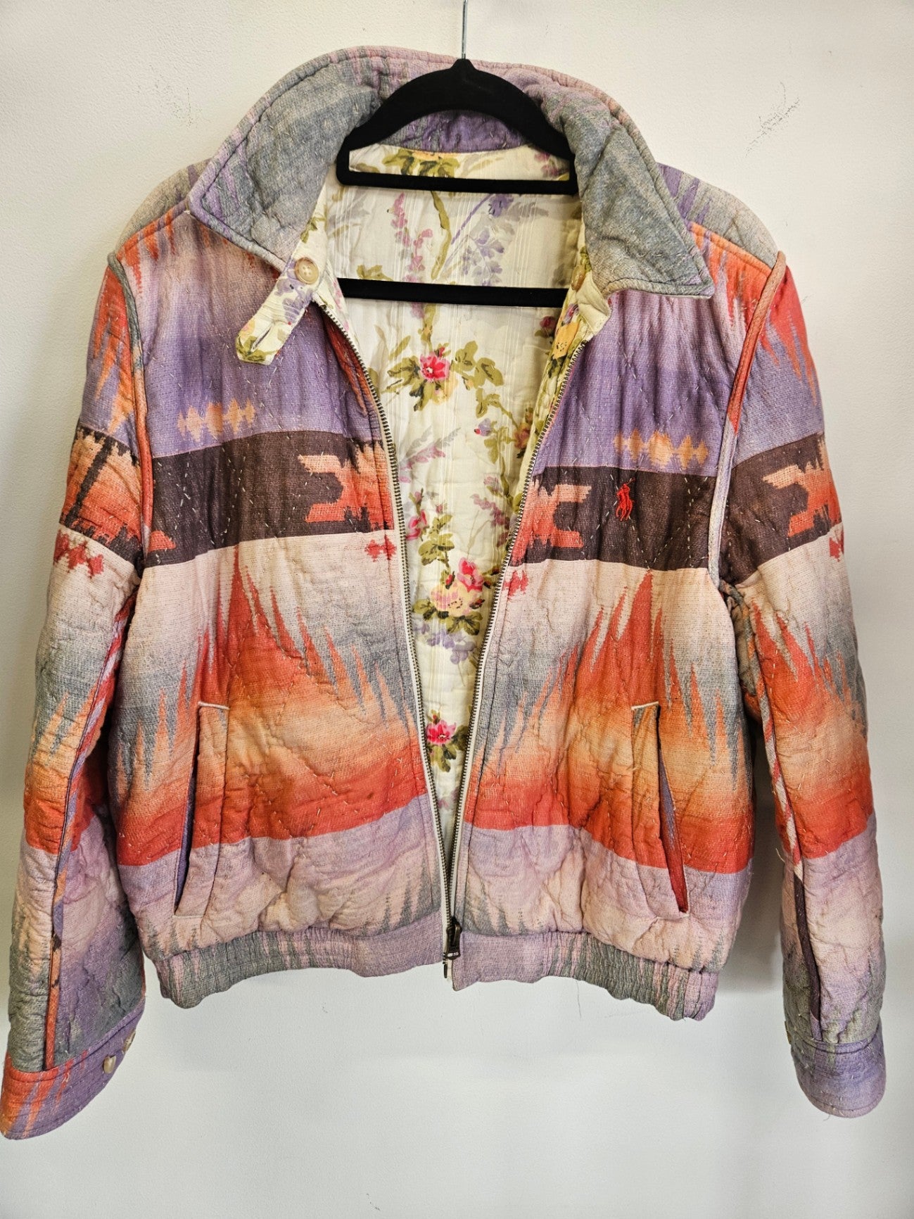 QUILTED REVERSIBLE BOMBER JACKET AZTEC/FLORAL SIZE 10