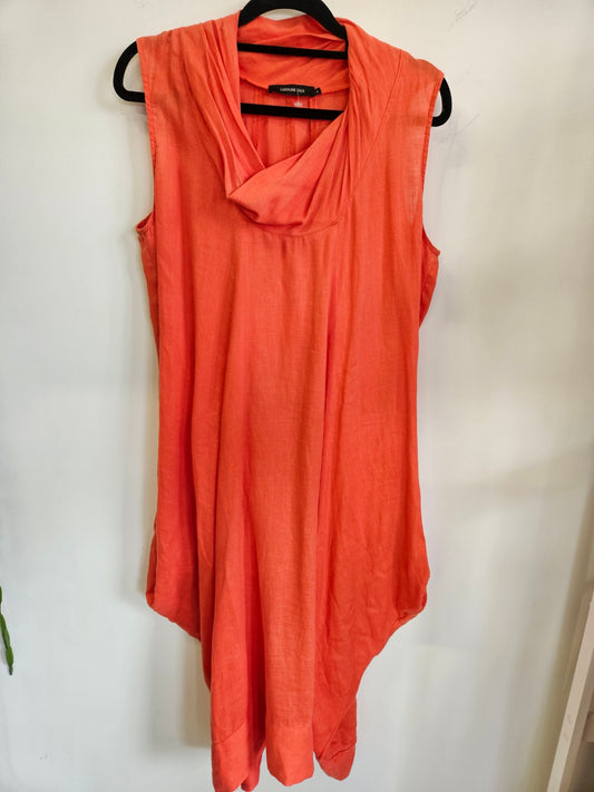 CAROLINE SILLS LINEN SLEEVELESS TOP ORANGE SIZE 8