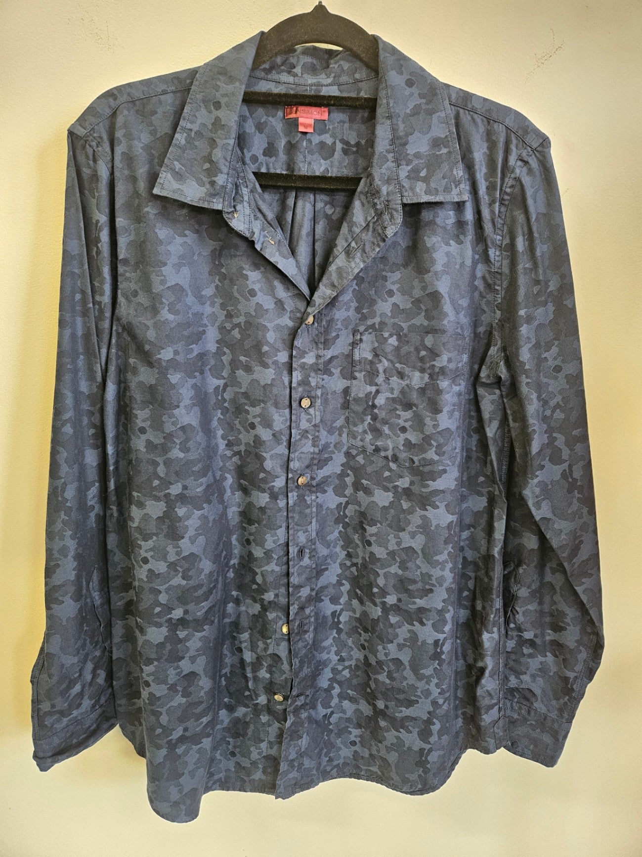 BEN SIMON COTTON SHIRT BLUE CAMO SIZE M