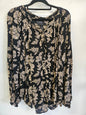 BLAK VISCOSE LONG SLEEVE TOP BLACK BEIGE FLORAL SIZE 14