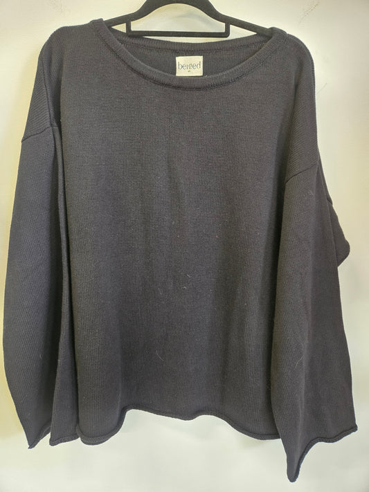 BLACK COTTON KNITTED SWEATER BLACK SIZE M/L