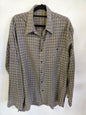 UNBRANDED COTTON BLEND KONG SLEEVE SHIRT PUPLE KHAKI GREY CHECK SIZE L