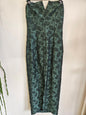 PAMPLERMOUSSE JACQUARD STRAPLESS FORMAL DRESS GREEN BLACK SIZE 10