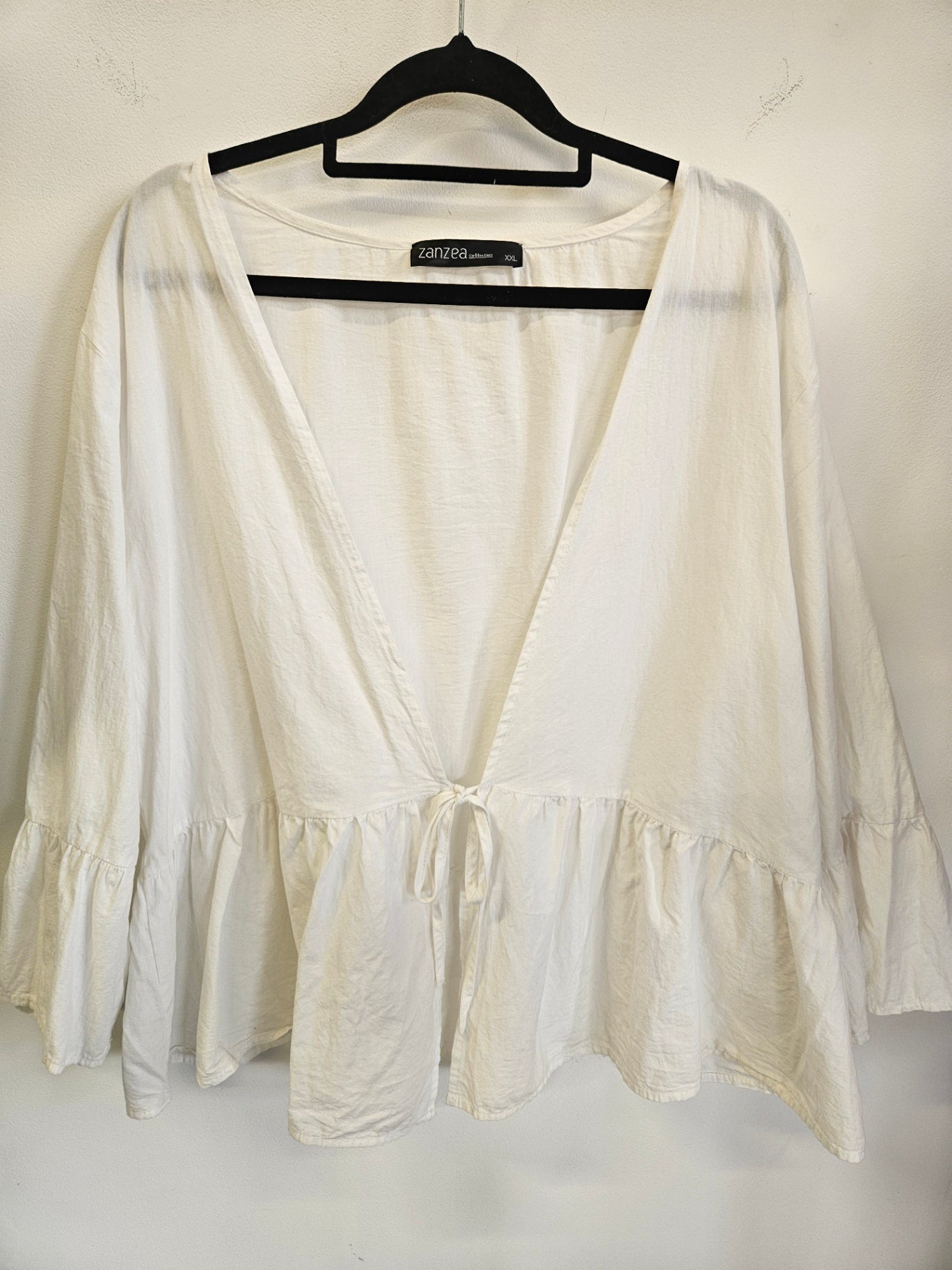ZANZEA COTTON LONG SLEEVE TOP WHITE SIZE XXL