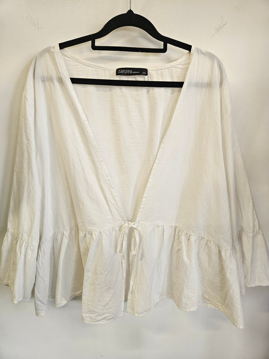 ZANZEA COTTON LONG SLEEVE TOP WHITE SIZE XXL