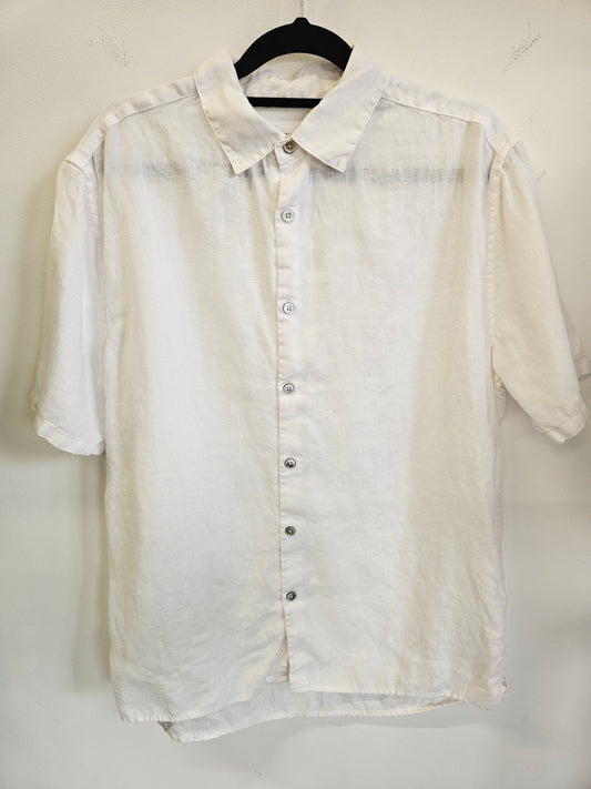 ASSEMBLY LABEL LINEN SHORT SLEEVE SHIRT WHITE SIZE S