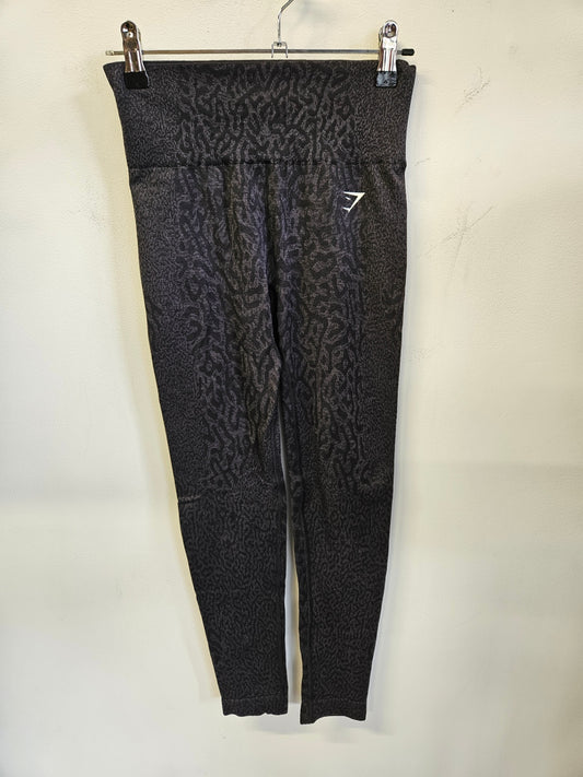 GYMSHARK SPANDEX ACTIVE TIGHTS BLACK ANIMAL PRINT SIZE XS