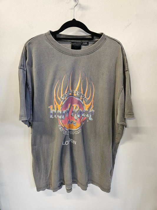 HARD ROCK CAFE LONDON COTTON GRAPHIC T SHIRT GREY SIZE XL