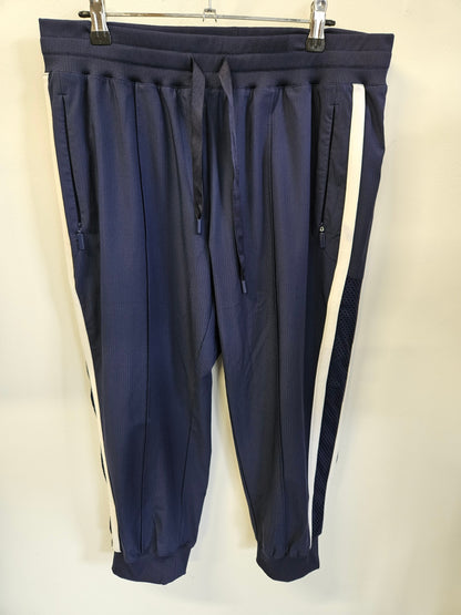 LORNA JANE ACITVE PANTS NAVY BLUE WHITE SIZE M