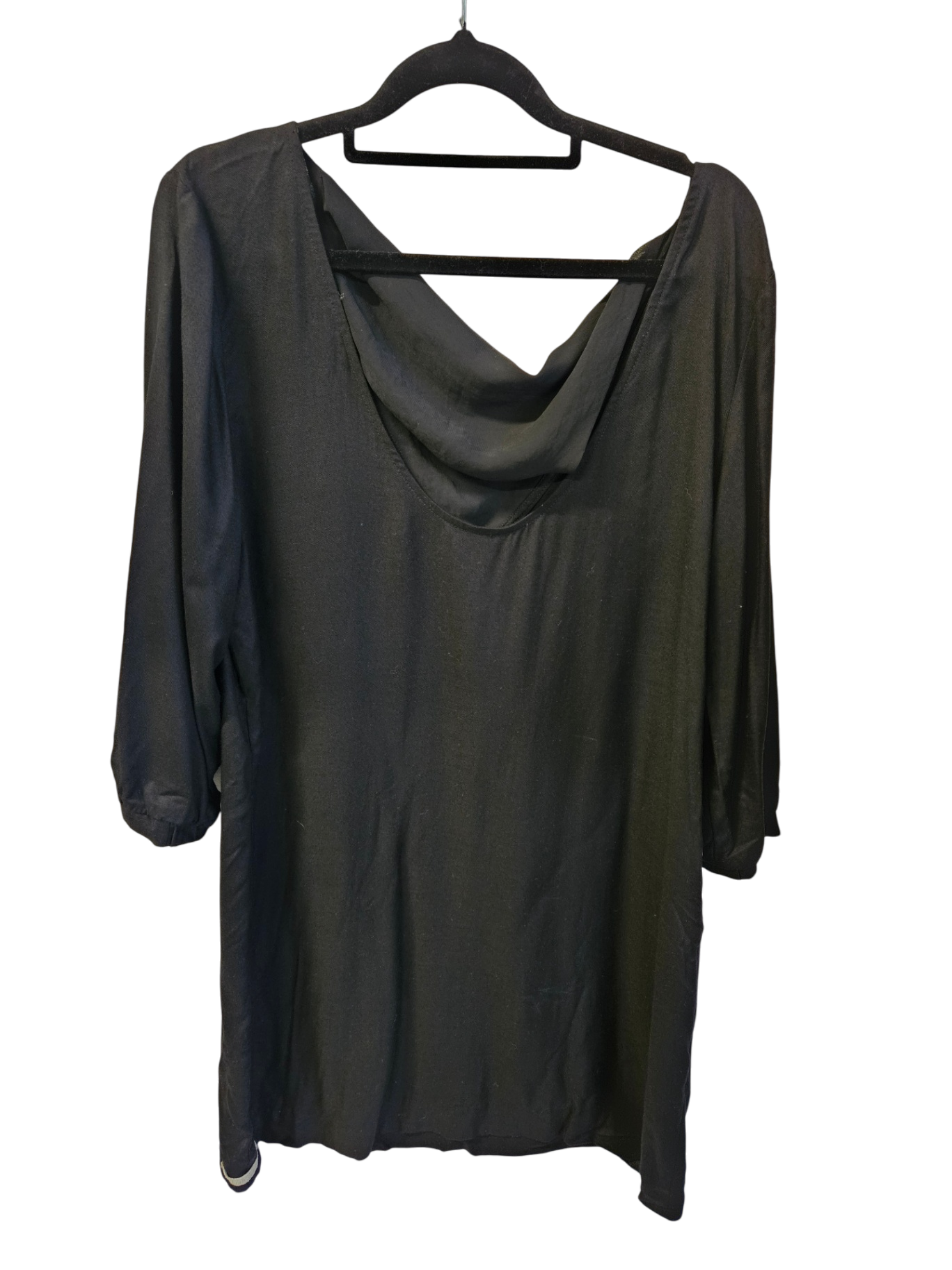 HOPETOWN NZ RAYON SILK TRIM LONG SLEEVE MINI DRESS BLACK SIZE 14