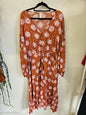ELM VISCOSE LONG SLEEVE MAXI DRESS RUST PINK SIZE 10