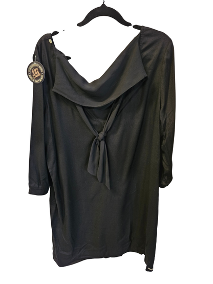 HOPETOWN NZ RAYON SILK TRIM LONG SLEEVE MINI DRESS BLACK SIZE 14