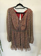 THE EAST ORDER CHIFFON LONG SLEEVE MINI DRESS RED BROWN FLORAL SIZE M