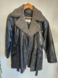 MODE LEATHER SHEARLING JACKET BLACK SIZE 10