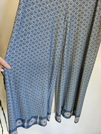 TIGERLILY POLYESTER PALAZZO PANTS BLUE/GREY PATTERNED SIZE 10