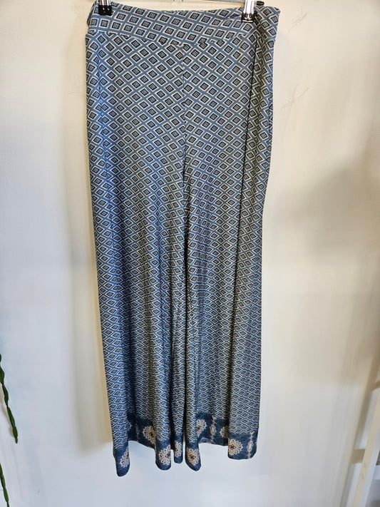 TIGERLILY POLYESTER PALAZZO PANTS BLUE/GREY PATTERNED SIZE 10
