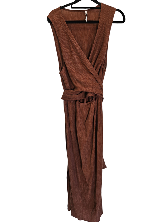 AERE SLEEVELESS DRESS BROWN SIZE 14