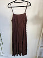 AERE LINEN SLEEVELESS MAXI DRESS CHOCOLATE SIZE 10