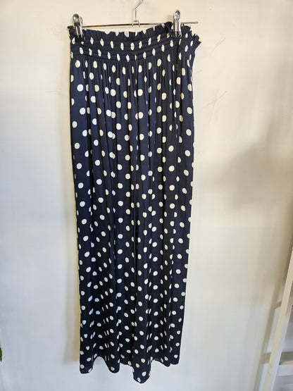 COUNTRY ROAD PALAZZO PANTS NAVY WHITE SPOT SIZE 10