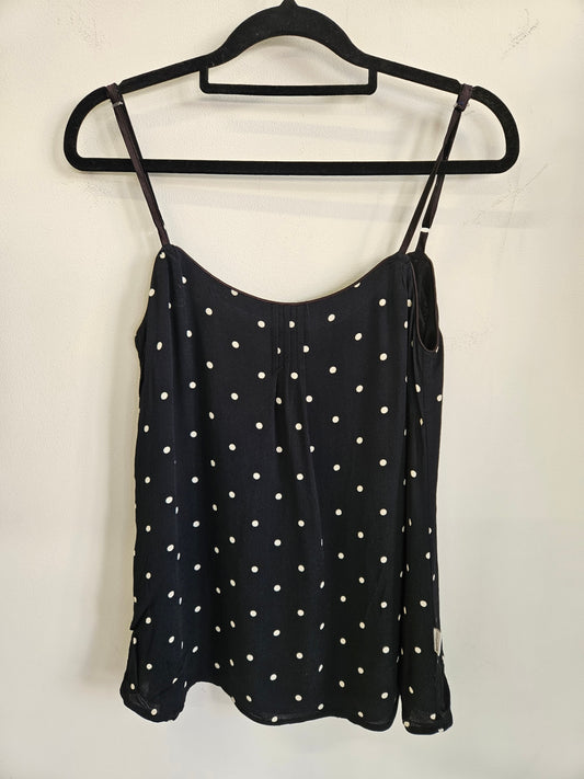 FOUR FONTAINE RAYON SLEEVELESS TOP NAVY POLKA DOT SIZE 10