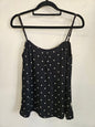FOUR FONTAINE RAYON SLEEVELESS TOP NAVY POLKA DOT SIZE 10