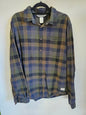 KATHMANDU COTTON HEMP SHIRT NAVY KHAKI CHECK SIZE M