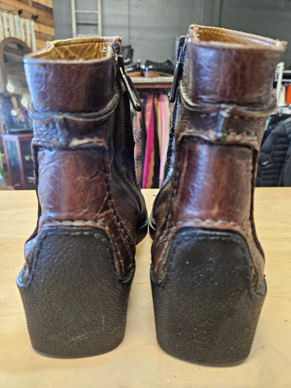 VERO GOMMA LEATHER VINTAGE BOOTS BROWN SIZE 40