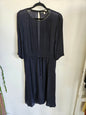 JULIETTE HOGAN SILK SHEER DRESS NAVY SIZE S