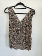 KATE SYLVESTER VISCOSE SLEEVELESS TOP BEIGE BLACK FLORAL SIZE M