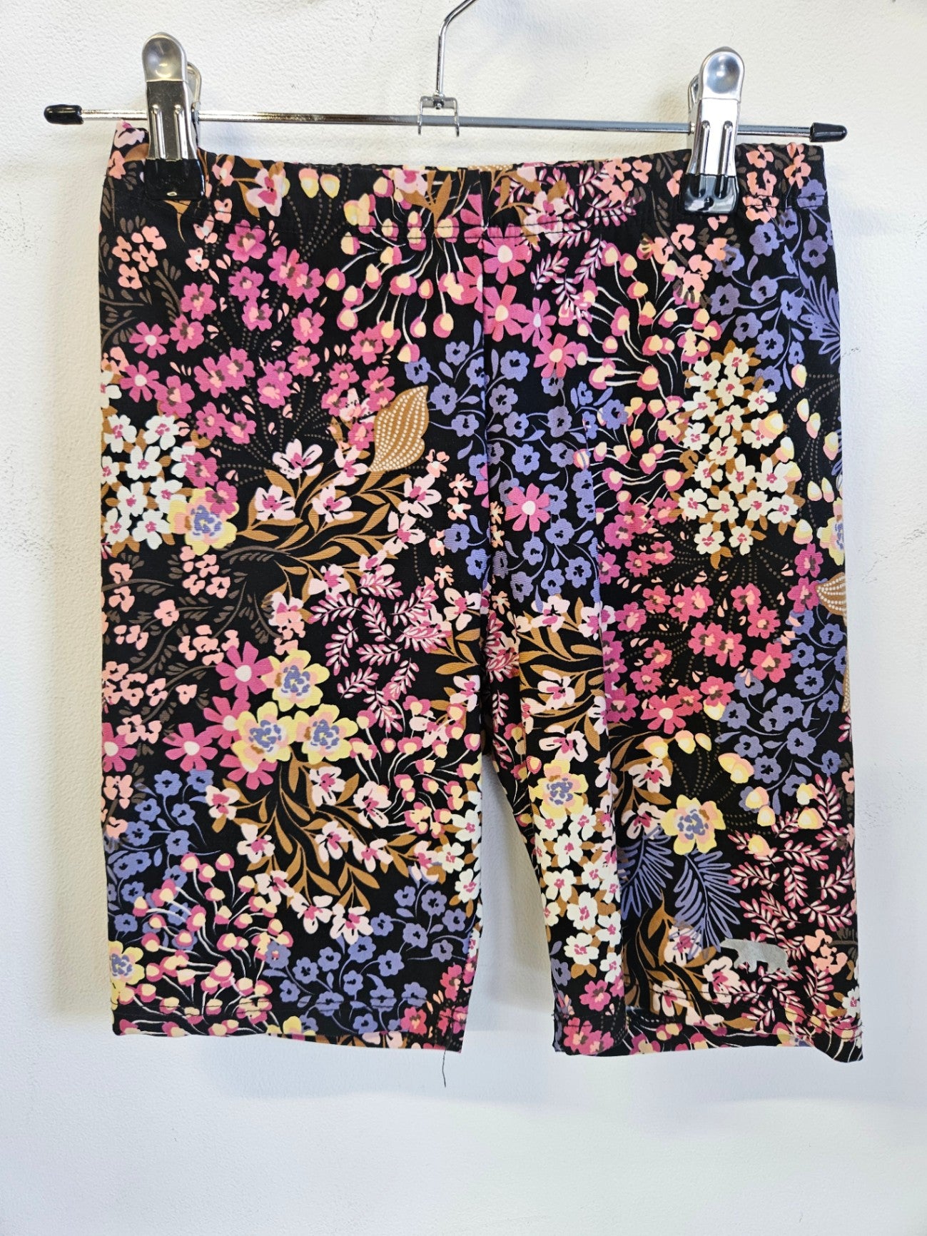 RUNNING BARE LYCRA NYLON ACTIVE SHORTS PINK BLACK FLORAL SIZE 12