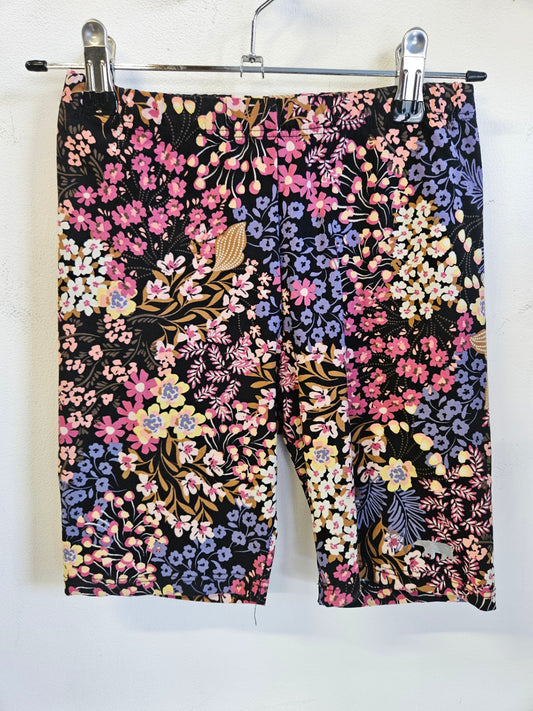 RUNNING BARE LYCRA NYLON ACTIVE SHORTS PINK BLACK FLORAL SIZE 12