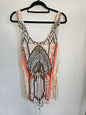 MINK PINK COTTON `PLAYSUIT CREAM ORANGE BRONZE TRIBAL SIZE M