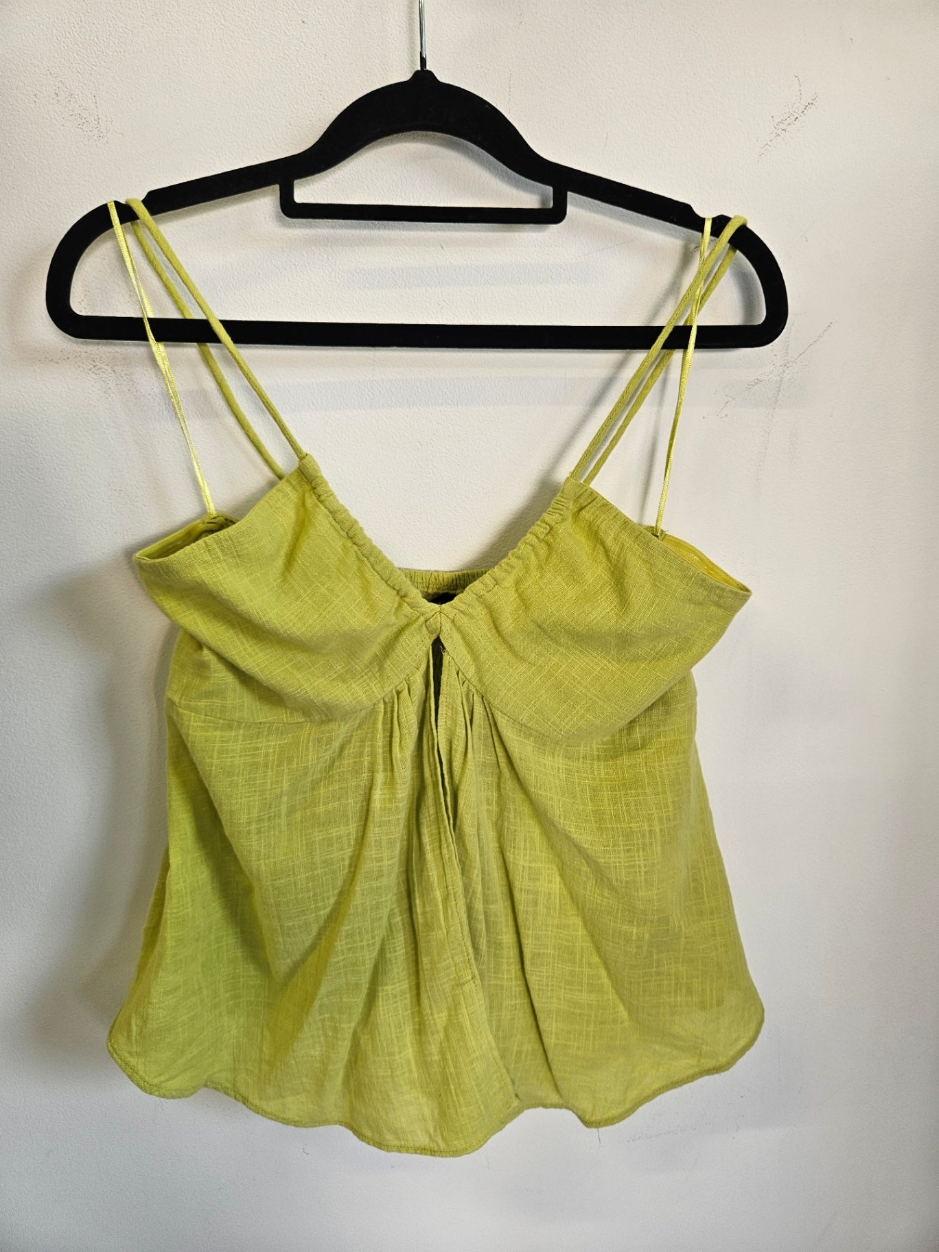 ZARA COTTON SLEEVELESS TOP CHARTREUSE SIZE S