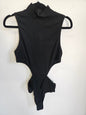 SHOWPO COTTON MOCK NECK CUTOUT BODYSUIT BLACK SIZE 14